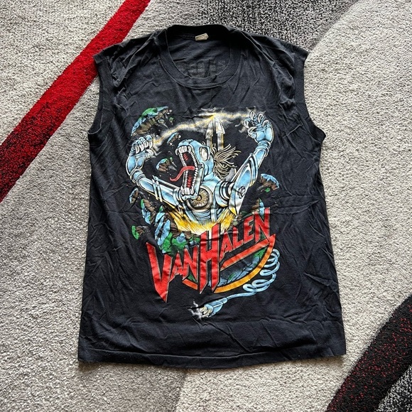 Van Halen Kicks Ass Vintage 80’s Sleeveless T Shirt - Picture 1 of 3